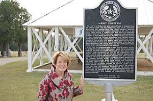 Carol Taylor, author, lecturer, genealogist, local historian, following the dedication of a Texas Historical Marker at the Merit Cemetery in rural Hunt County. 