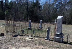This family plot is surrounded by a beautiful old wrought iron fence