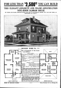A sample of a Sears, Roebuck & Co Foursquare house from their 1908 Book of Modern Homes.