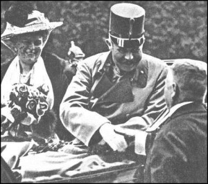 Archduke Franz Ferdinand and Duchess Sophie at Sarajevo on 28th June 1914 immediately before their assassination by Garvilo Princip.