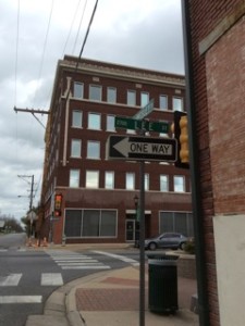 Now we know who Lee was but what about Wesley?  While no definite proof is available, it is entirely possible that the street was named for Wesley Methodist Episcopal Church, South, built on the street shortly after the Civil War.  The building in the background was originally named the Medical Arts Building, but after the Henson-Kickernick Company moved their headquarters into the building, it became known as the Henson Building.  It’s one of the most elegant structures in Greenville.