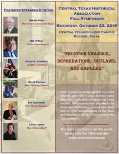 I'm one of the speakers at the Central Texas Historical Association Fall Symposium.