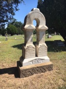 Tombstone of War of 1812 veteran James H. Gee and his wife Ann. Gee was the only veteran of that war buried in Greenville.