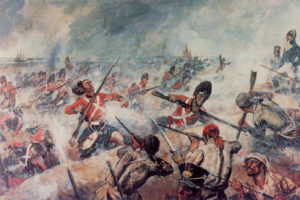 Ghastly hand to hand conflict between British soldiers and frontiersmen with General Andrew Jackson. The last major battle of the War of 1812 was the Battle of New Orleans. On January 8th 7,500 British soldiers marched against 4,500 U.S. troops led by General Andrew Jackson. The British were defeated in just 30 minutes. The Treaty of Ghent, which ended the war, had been signed two weeks before, but the news had not yet crossed the Atlantic.