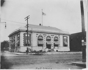 Built in 1910, the Greenville Post Office was constructed at a site on Lee Street, that was chosen for its proximity to the railroad depot.  
