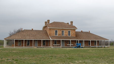 Fort Richardson (1867-1878) is located on the south bank of Lost Creek in Jacksboro, Texas.  It was the northernmost frontier fort in Texas after the Civil War.  The post hospital (shown), officer’s quarters, powder magazine, morgue, commissary, guard house and bakery that once produced 600 loaves of fresh bread each day are all on the grounds.  Today a Texas State Park, the grounds also include nature trails and park ranger talks.